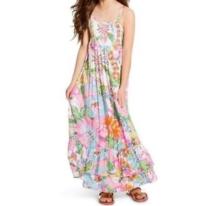 Lilly Pulitzer Floral Kids Dress in Pink and Green